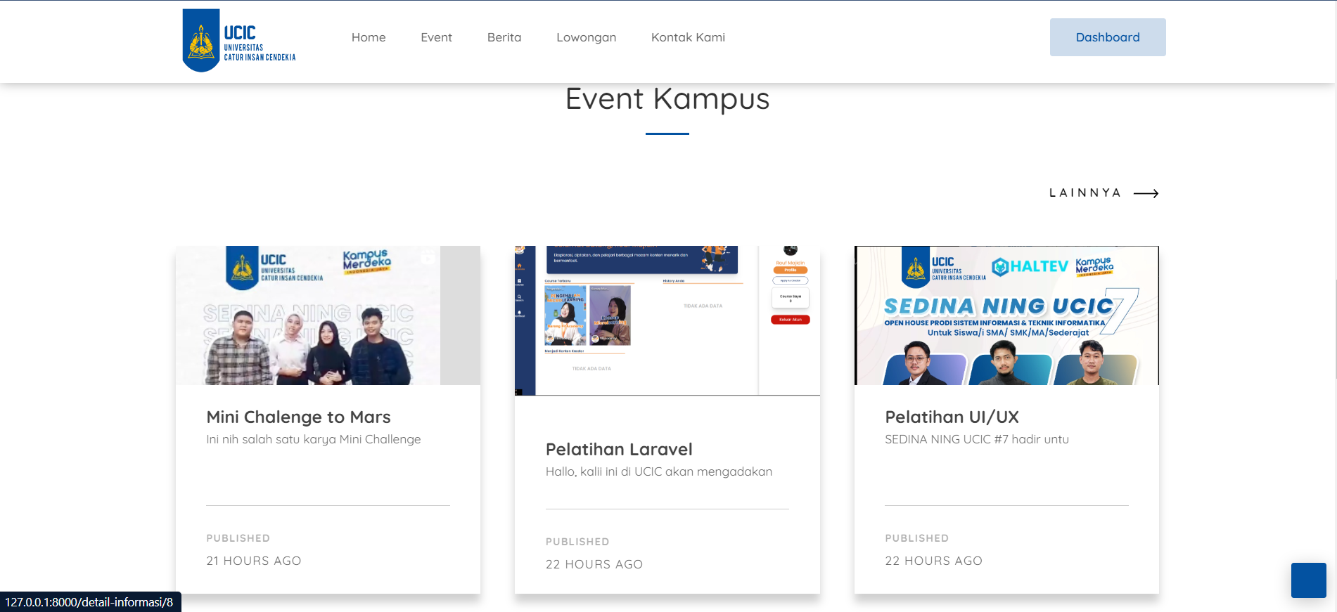 Home Page - Events Section